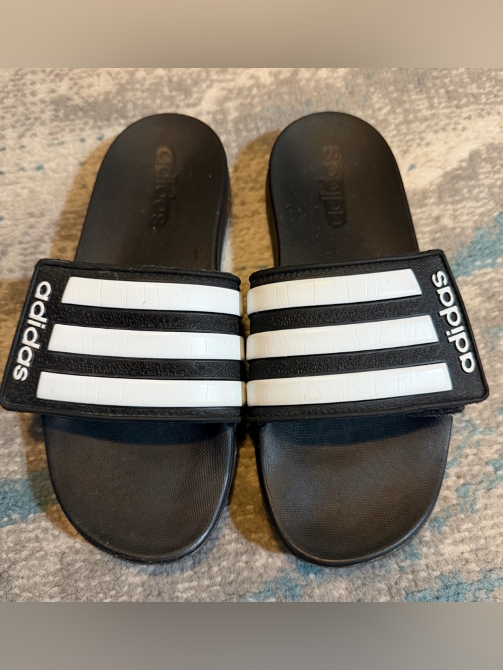 adidas Black and White Size 3 Slide Sandals